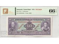 Venezuela 10 Bolivares 1976 Pick 51s2 SPECIMEN 66 EPQ Gem Uncirculated