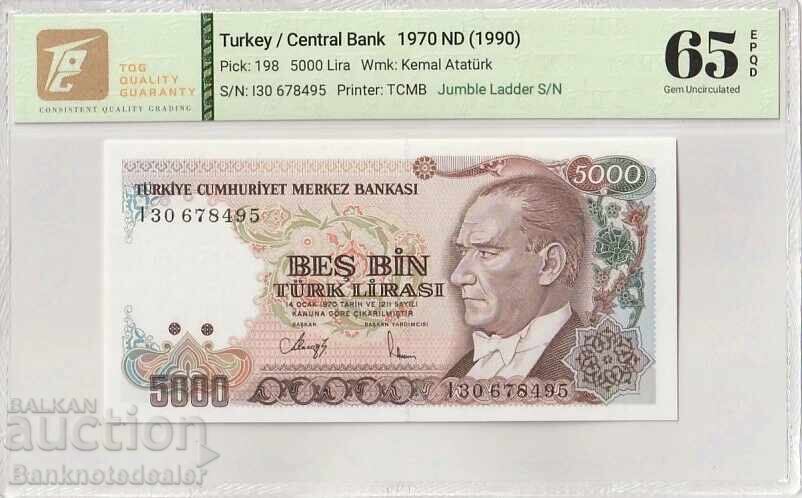 Τουρκία 5000 Λίρες 1970 Pick 198 65 EPQ Gem Unc Τουρκία 5000 Λίρες 1970 Pick 198 65 EPQ Gem Unc