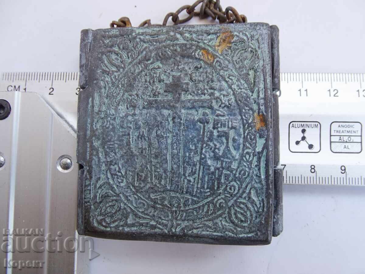 Old, triptych, pocket, icon, Jesus Christ, Theotokos - 5