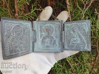 Old, triptych, pocket, icon, Jesus Christ, Theotokos