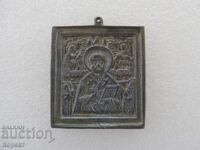 Old bronze pocket icon of Saint Nicholas the Wonderworker
