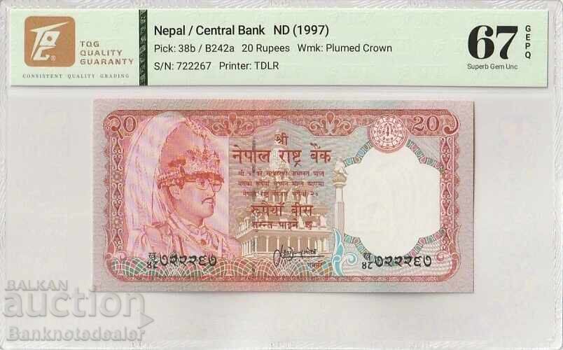 Nepal 20 Rupees 1997 Pick 38b Superb Gem Uncirculated 67 EPQ