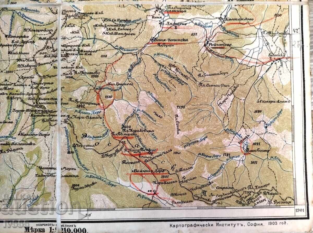 Auction  FOR SALE: OLD MILITARY PRINCELY MAP OF SOFIA FROM 1903