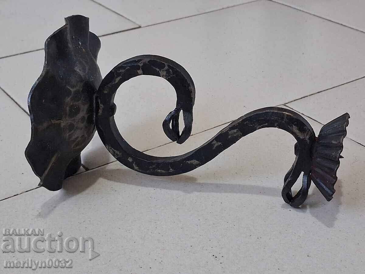 Παλιό σφυρήλατο κηροπήγιο, κερί - 7