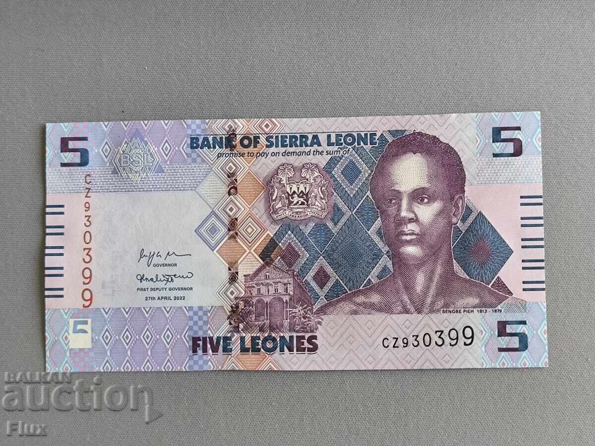 Banknote - Sierra Leone - 5 Leones UNC | 2022