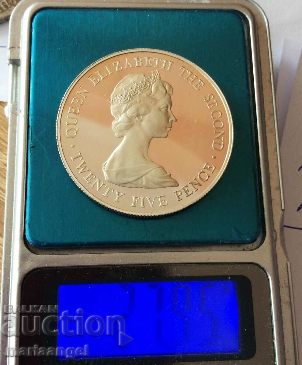 Delivery of 25 Pence 1978 Guernsey 27.95g Royal Visit 38mm PROOF Silver