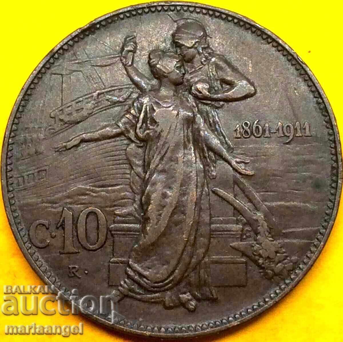 10 centesimi 1911 regatul Italiei - 50 ani 30mm - 5
