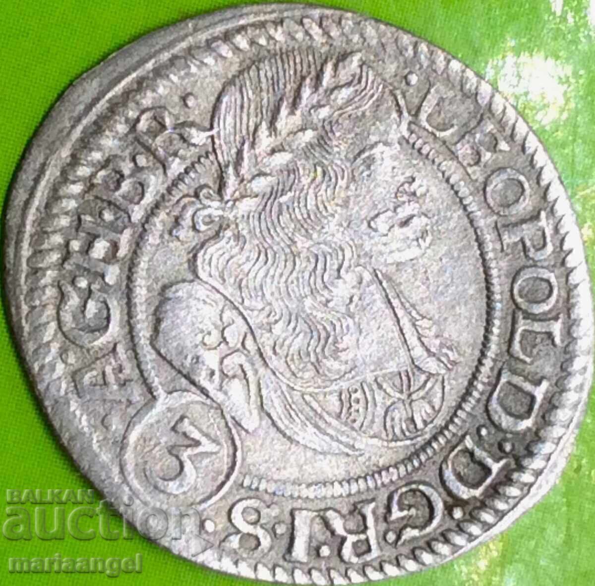 Silezia 3 creițari 1670 Leopold Wrocław Austria argint - 5 Silezia 3 creițari 1670 Leopold Wrocław Austria argint - 5