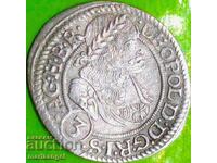 Силезия 3 кройцера 1670 Леополд Вроцлав Австрия сребро
