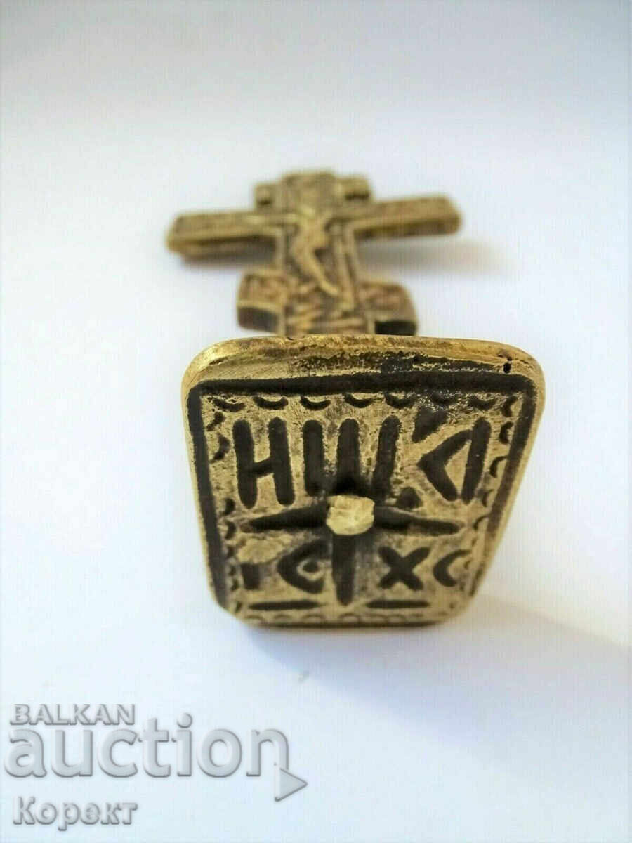 Old bronze ritual seal for prosphora, cross, crucifix 2 - 5