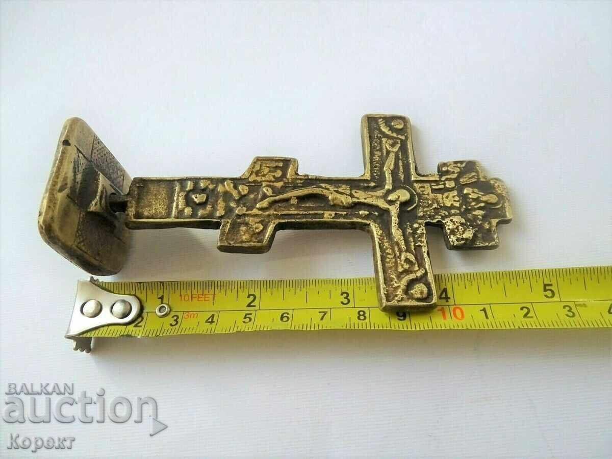 Old bronze ritual seal for prosphora, cross, crucifix 2 - 6