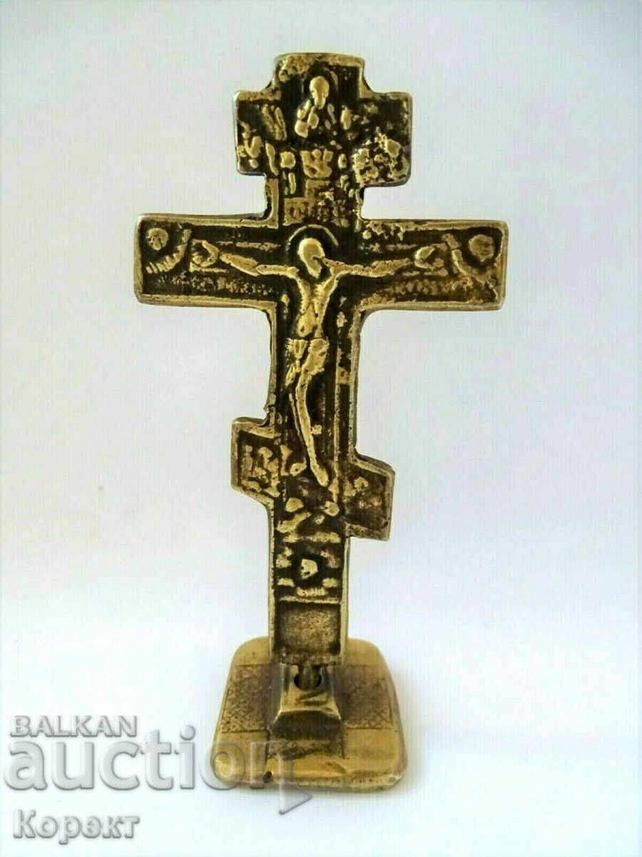 Old bronze ritual seal for prosphora, cross, crucifix 2