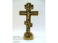 Old bronze ritual seal for prosphora, cross, crucifix 2