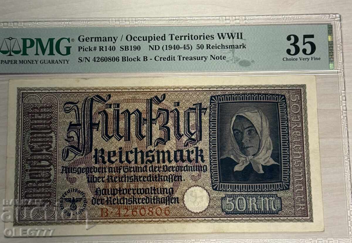 Germany/Occupied Territories WWII 50 Reichsmark 1940 PMG 35