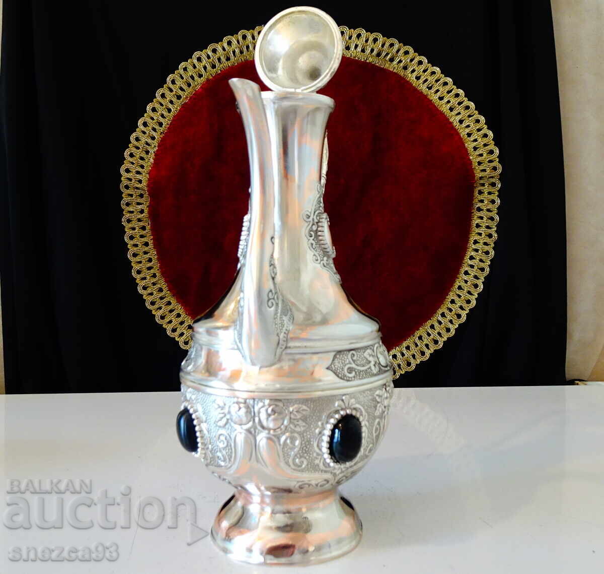 Δημοπρασία Ασημένια χάλκινη κανάτα για καφέ, κρασί, τριαντάφυλλα, όνυχα Δημοπρασία Ασημένια χάλκινη κανάτα για καφέ, κρασί, τριαντάφυλλα, όνυχα