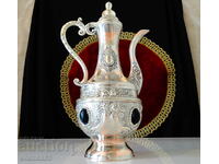 Ασημένια χάλκινη κανάτα για καφέ, κρασί, τριαντάφυλλα, όνυχα