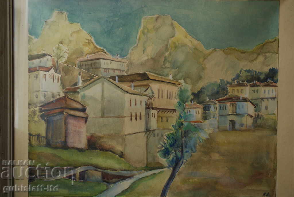 Kартина, Пейзаж от Мелник, худ. М.Д., 1970-те год. с цена 200.00 лв. | € 102.26