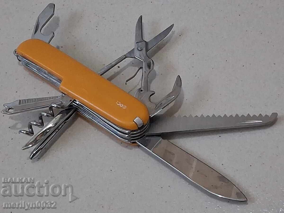 Old Discovery knife with bottle opener, corkscrew, scissors with price 69.90 BGN | € 35.74