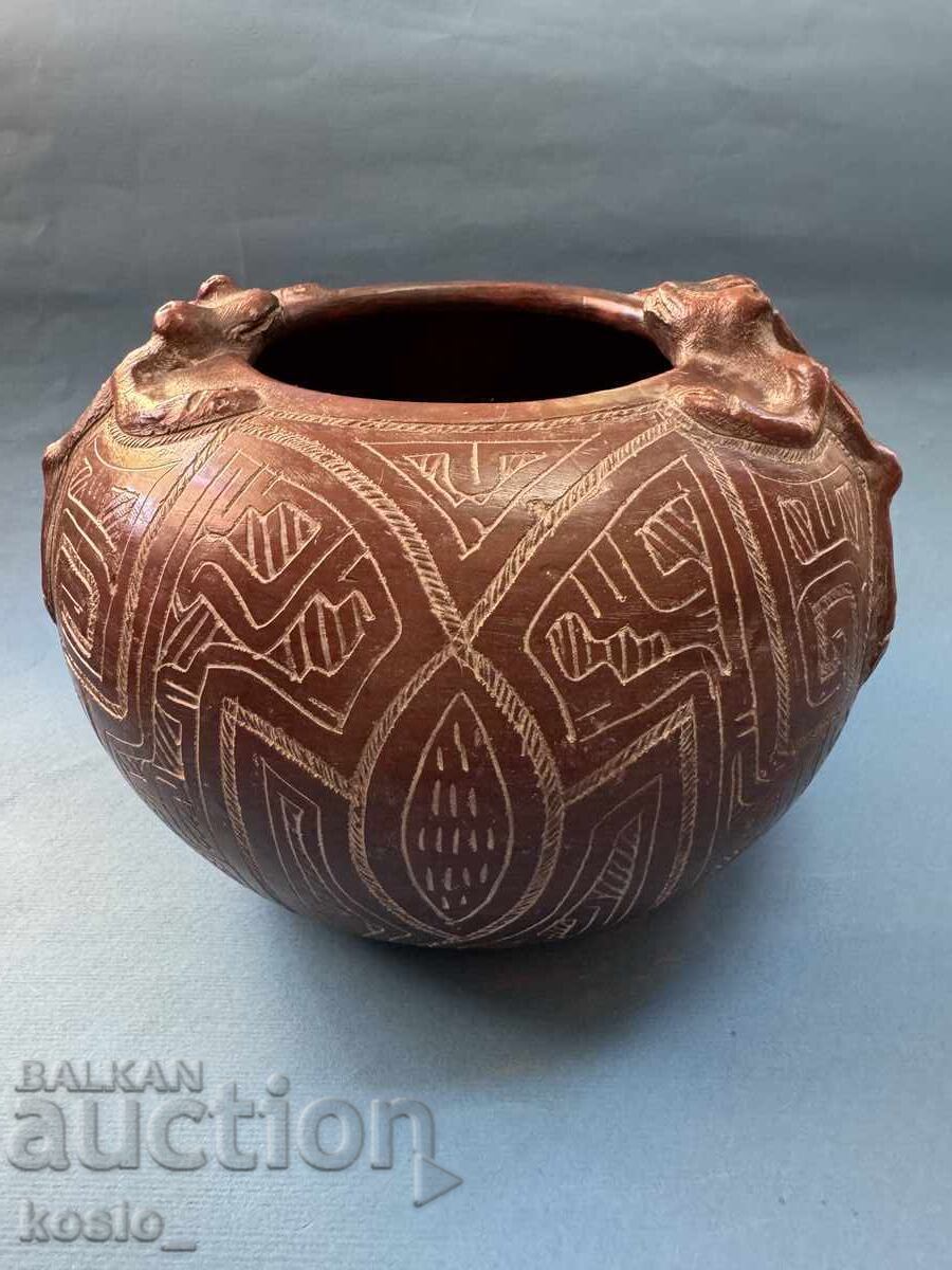 Brazilian Ceramic Vase Marajoara