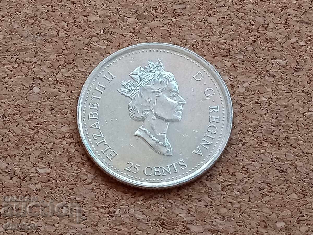 Canada 25 cenți 1999 cu preț € 1.26 | 2.46 BGN