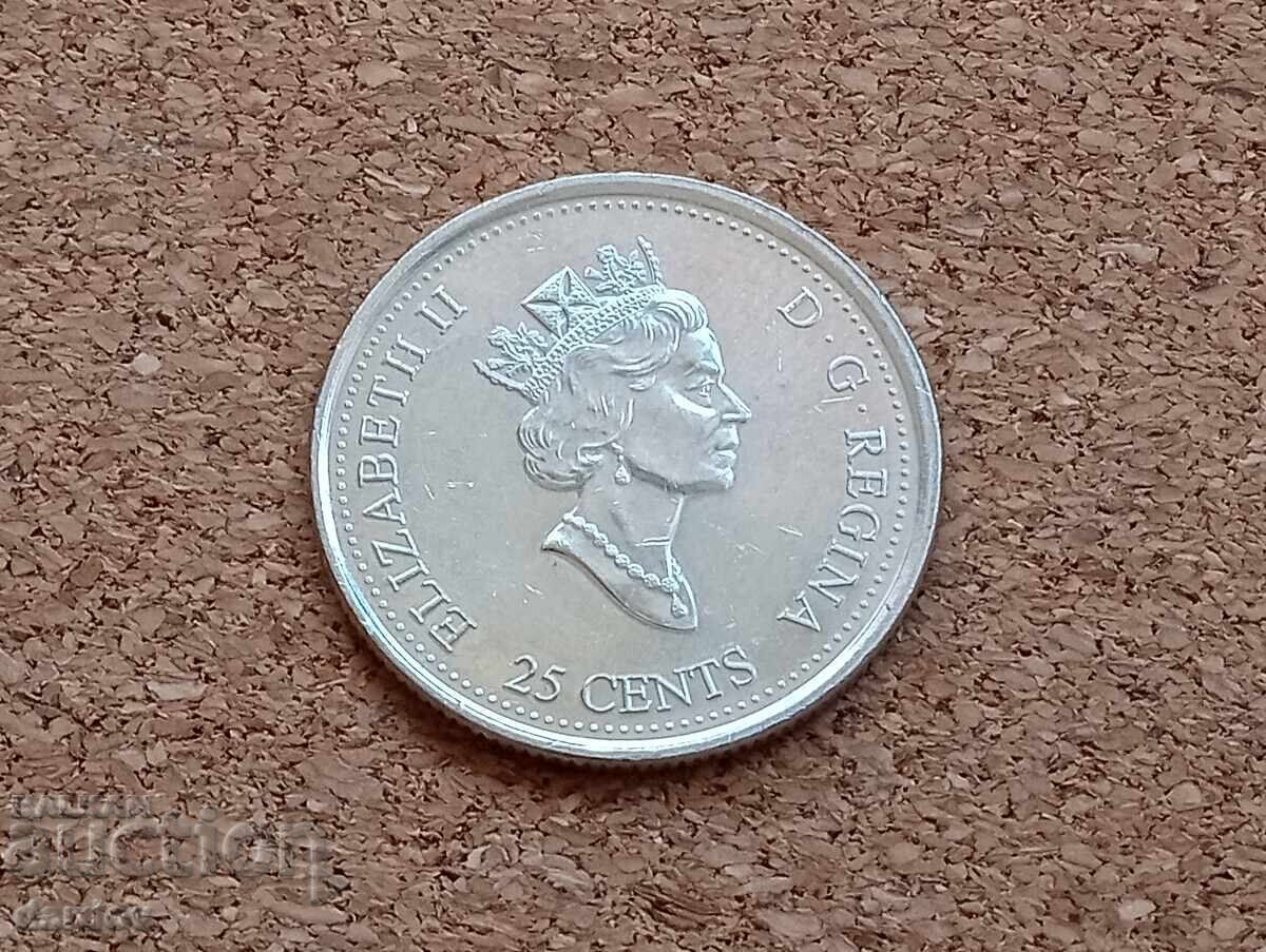 Canada 25 cenți 1999 cu preț € 1.20 | 2.35 BGN