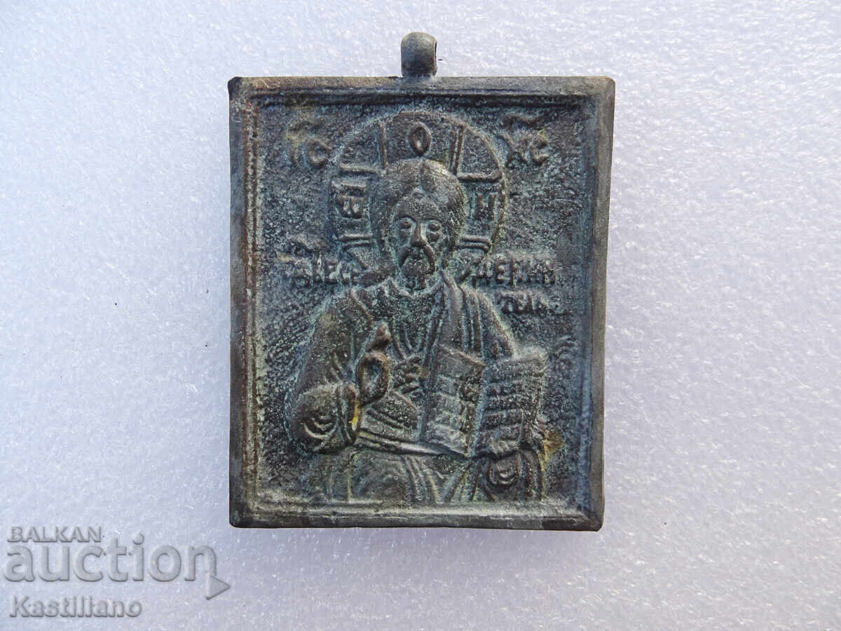 Old Bronze Orthodox Icon of Jesus Christ
