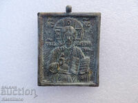 Veche icoană ortodoxă din bronz a lui Iisus Hristos