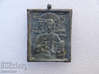 Стара бронзова  православна икона на Иисус Христос