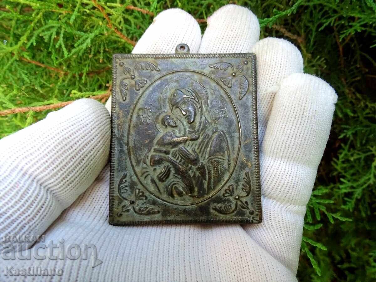 Auction Old bronze Orthodox icon of the Holy Theotokos Auction Old bronze Orthodox icon of the Holy Theotokos