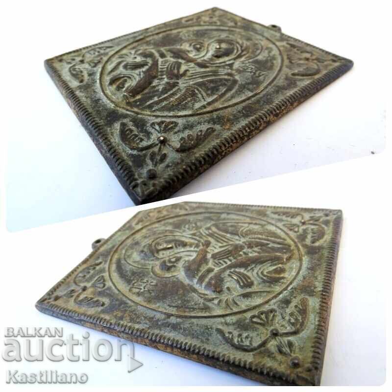 Old bronze Orthodox icon of the Holy Theotokos - 5