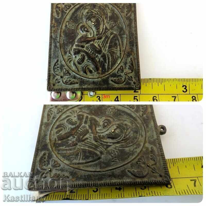 Old bronze Orthodox icon of the Holy Theotokos - 6