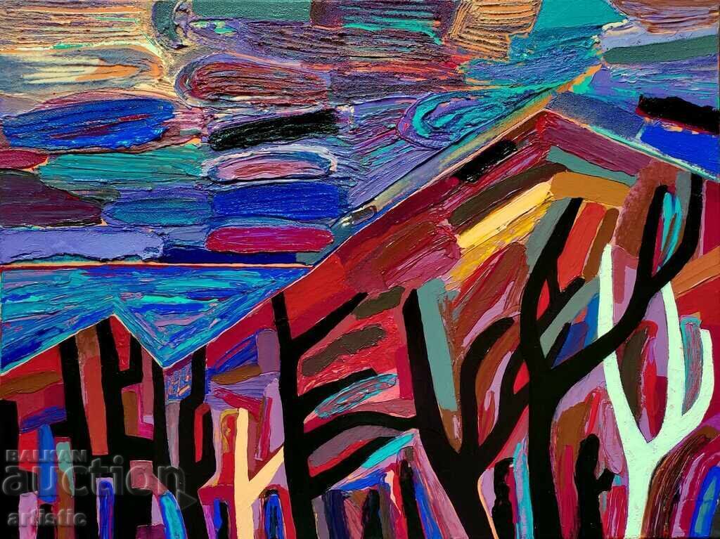 Genko Genkov - Painting of a landscape with sea and trees with price 2049.00 BGN | € 1047.64