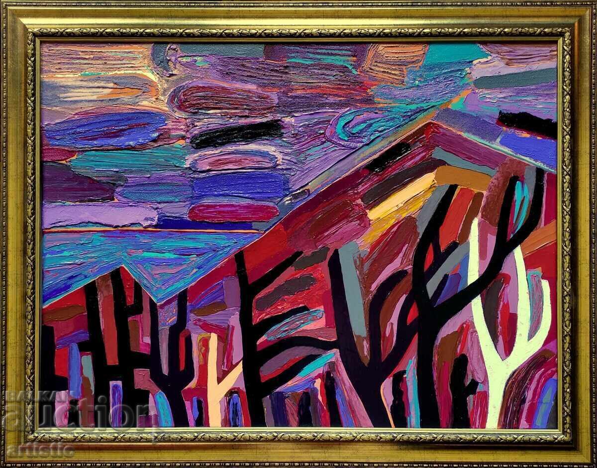 Genko Genkov - Painting of a landscape with sea and trees