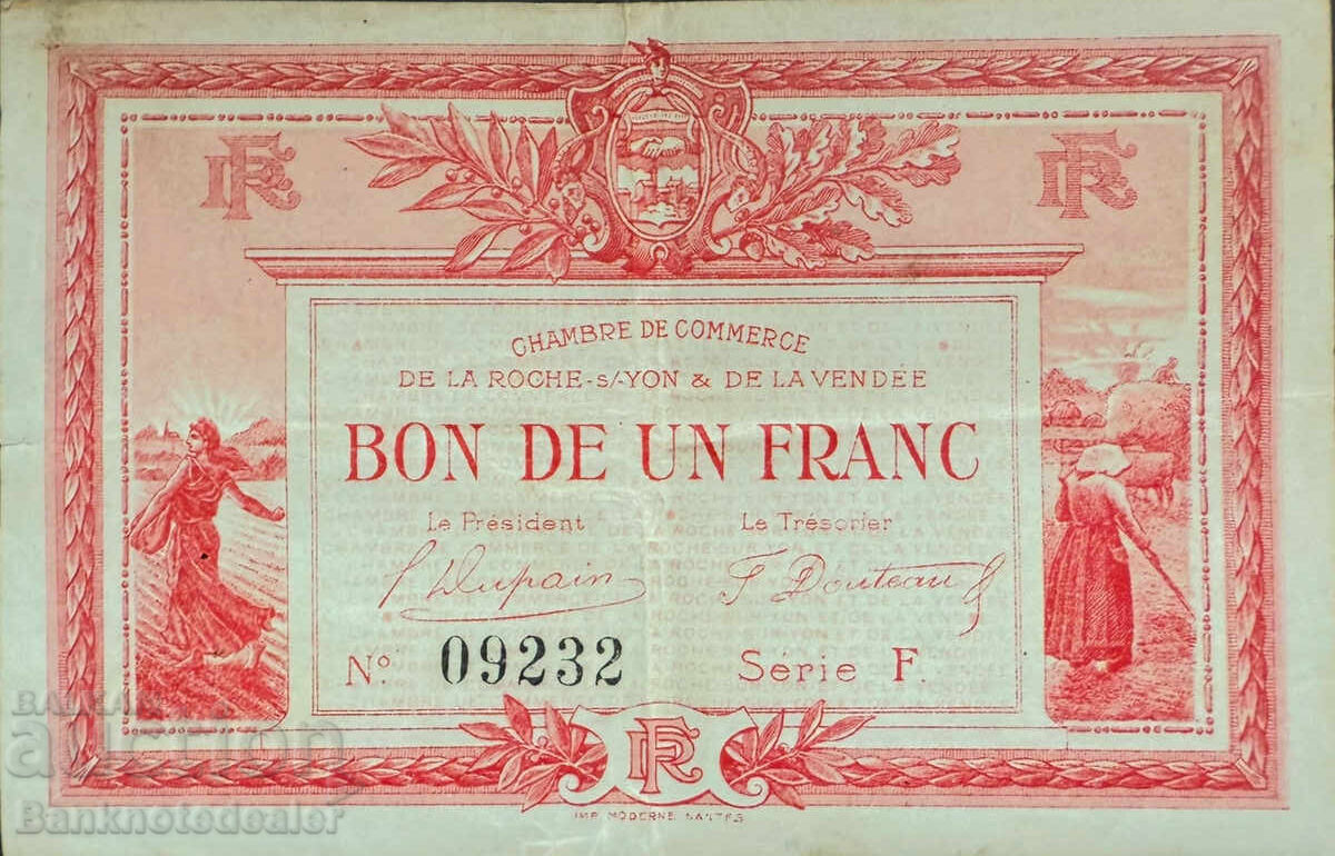 France 1 Franc 1915  Chambre de Commerce La Roche-sur-Yon