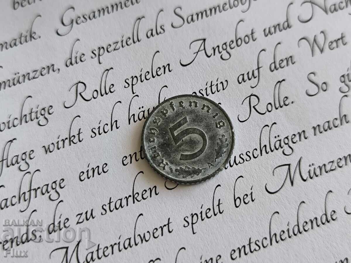 Κέρμα Ράιχ - Γερμανία - 5 Pfennig | 1942; Σειρά Α Κέρμα Ράιχ - Γερμανία - 5 Pfennig | 1942; Σειρά Α