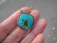 OLD SILVER PENDANT WITH TURQUOISE