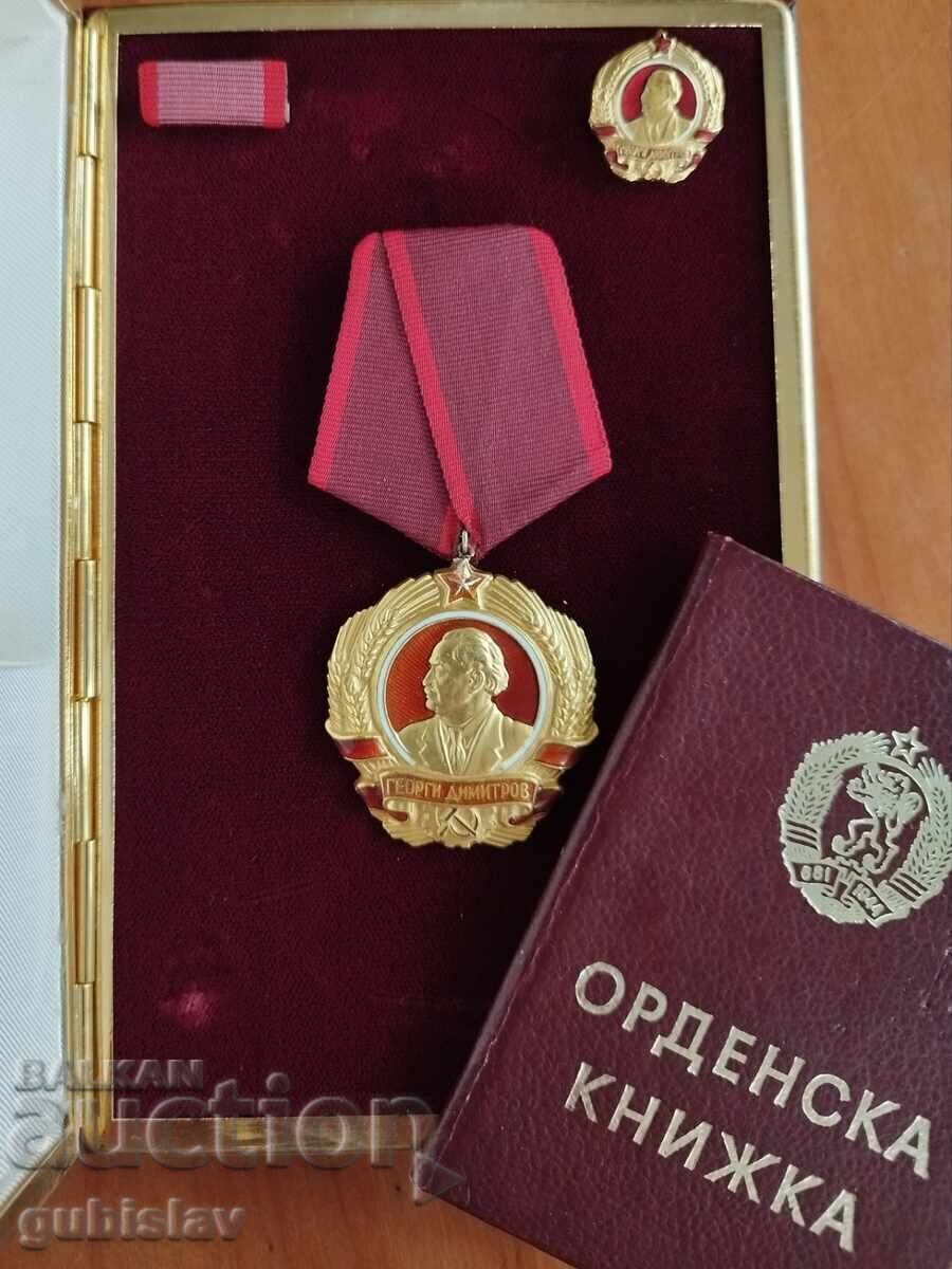Ordinul de aur "G. Dimitrov", carnet de ordin + miniatură Ordinul de aur "G. Dimitrov", carnet de ordin + miniatură