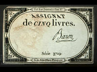 French Revolution France Assignat 5 Sols 1793