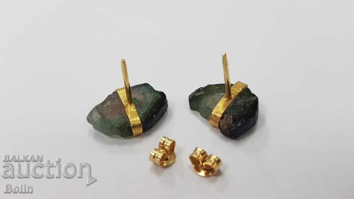 Аукцион Елегантни дамски златни обеци с кристал,камък 18 карата ахат