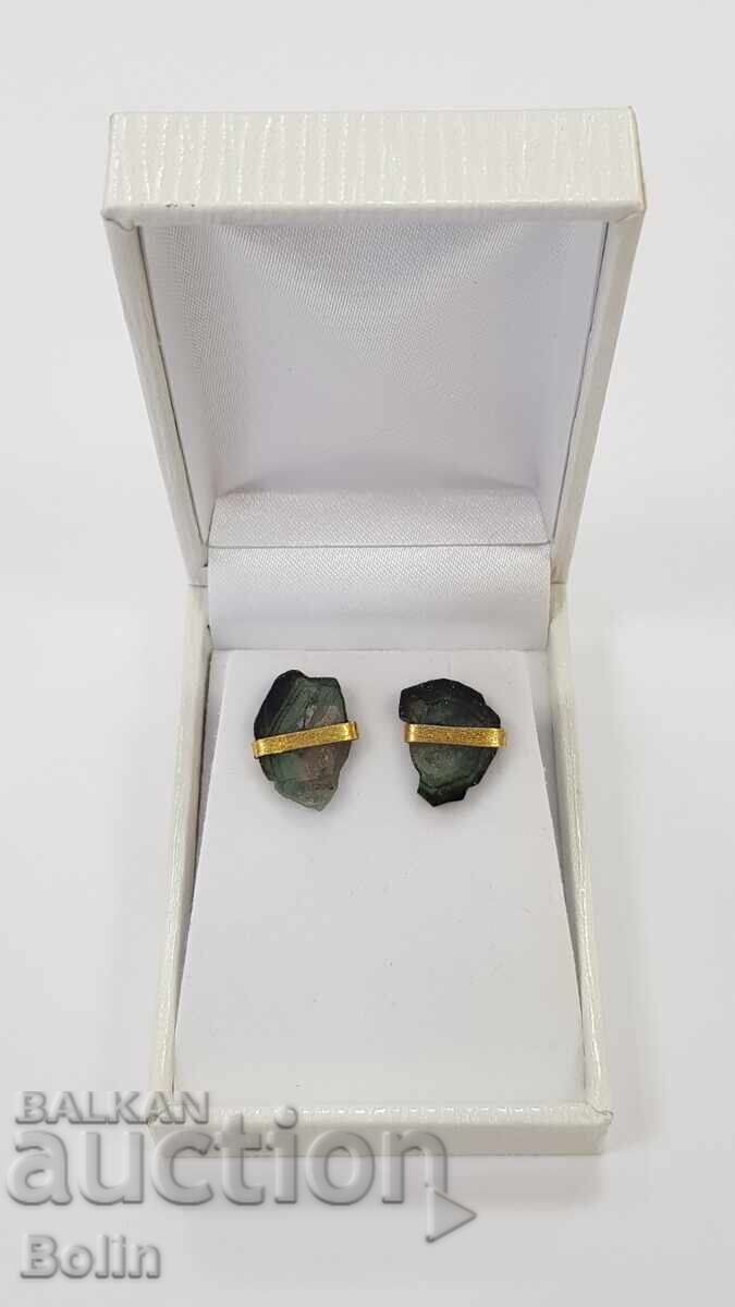 Елегантни дамски златни обеци с кристал,камък 18 карата ахат - 5