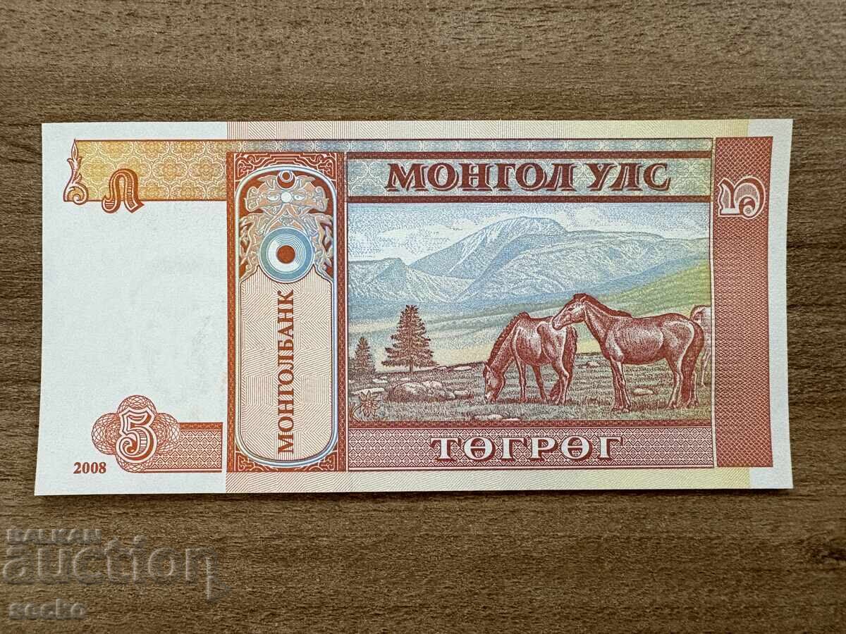 Монголия - 5 тугрикa (2008) UNC с цена 0.50 лв. | € 0.26