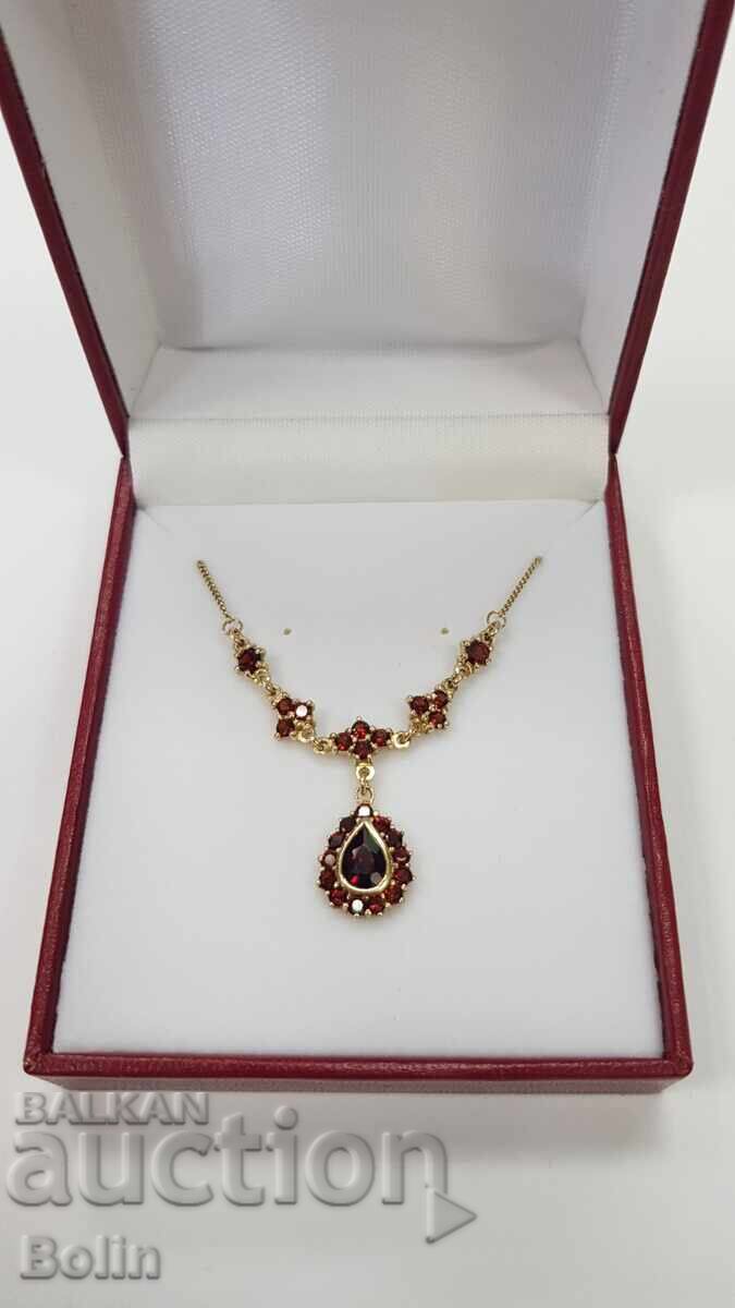 Elegant gold necklace with garnets 8 karat - 333 hallmark Europe - 6 Elegant gold necklace with garnets 8 karat - 333 hallmark Europe - 6