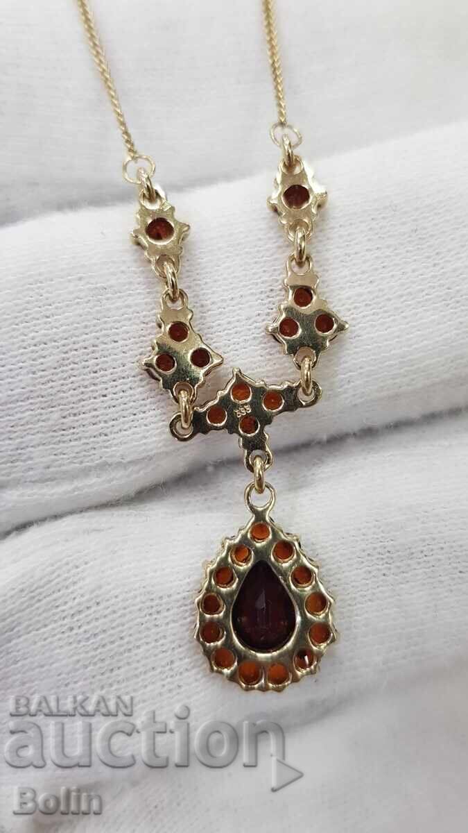 Elegant gold necklace with garnets 8 karat - 333 hallmark Europe - 7 Elegant gold necklace with garnets 8 karat - 333 hallmark Europe - 7