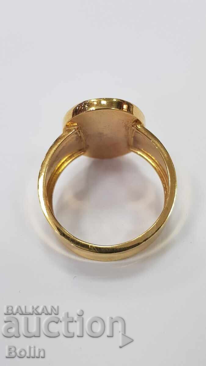 Σπάνιο χρυσό ανδρικό μασονικό δαχτυλίδι με σμάλτο - 9 καράτια - 7 Σπάνιο χρυσό ανδρικό μασονικό δαχτυλίδι με σμάλτο - 9 καράτια - 7