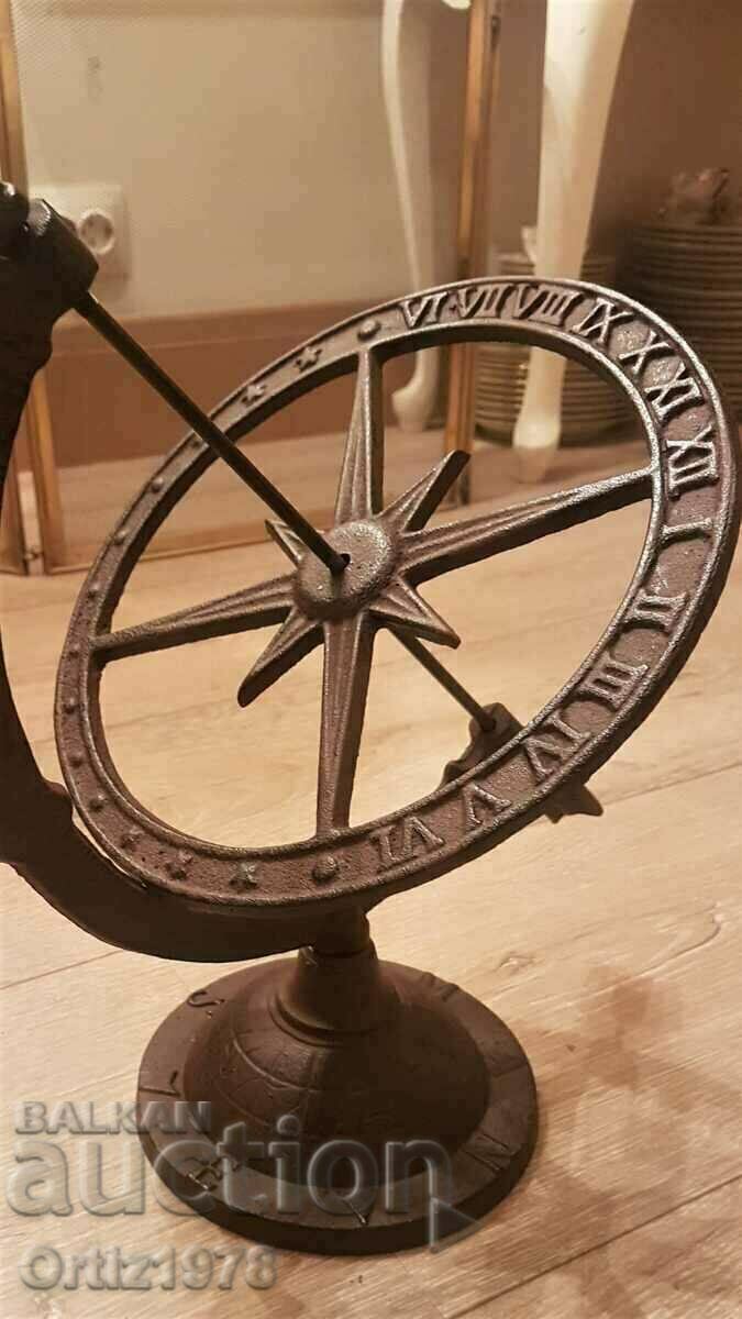 Μεγάλο ηλιακό ρολόι από χυτοσίδηρο, που λειτουργεί! 2,6 κιλά - 6