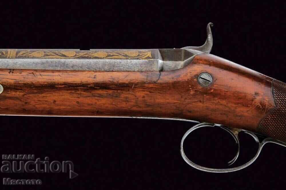 Damascus barrel, gold inlays 22k, capsule rifle - 6