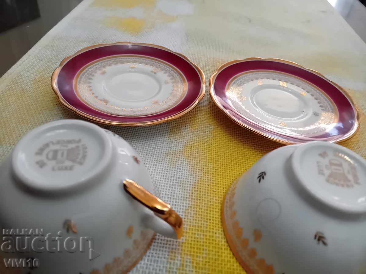 Auction  2 gorgeous porcelain cups, Napoleon, France
