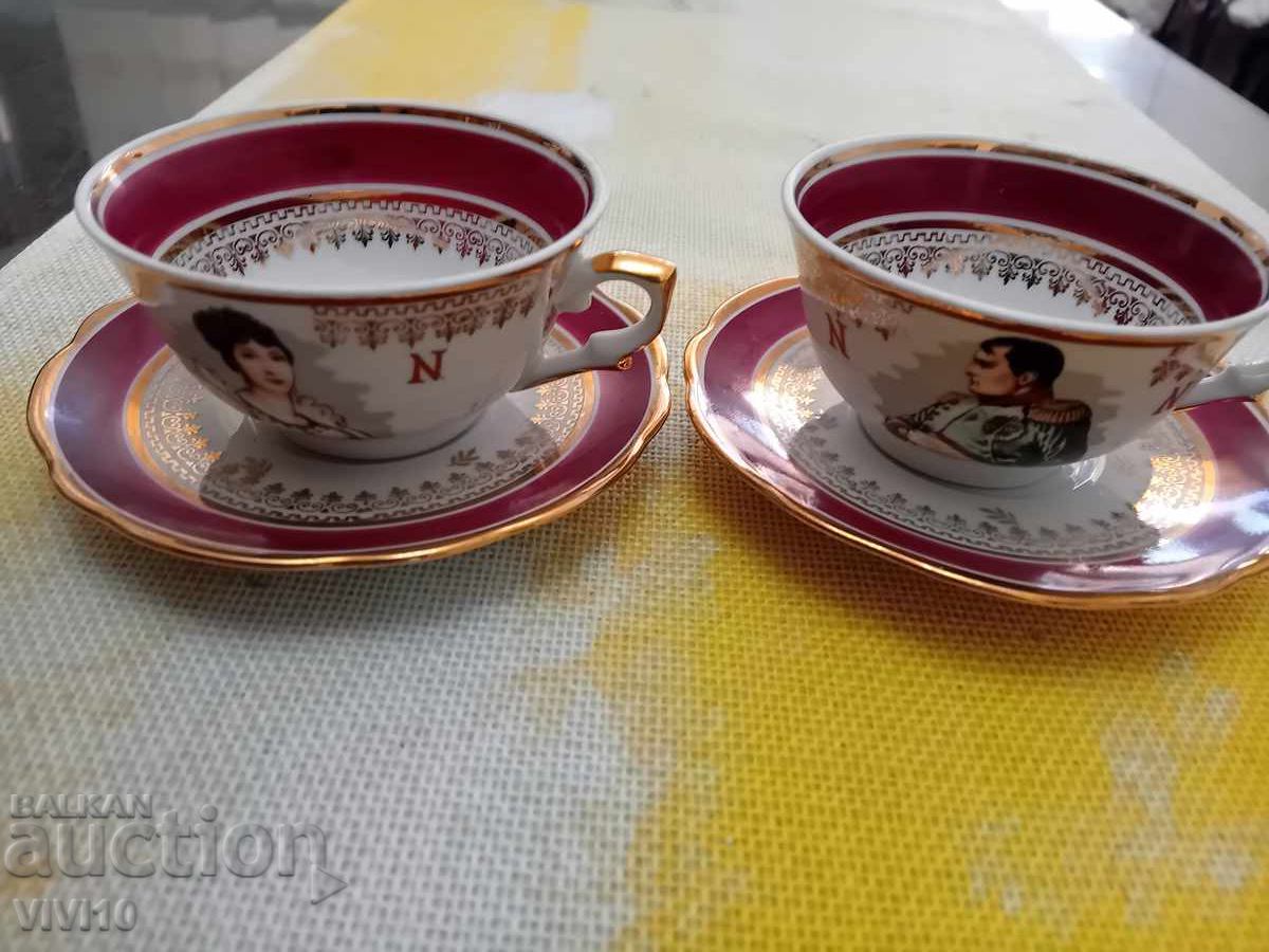 2 gorgeous porcelain cups, Napoleon, France