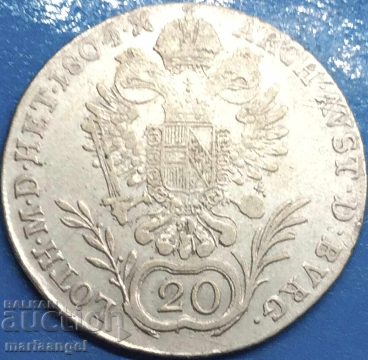 Austria 20 Kreuzer 1804 G - Bala Mare Tilt Franz II R - 5