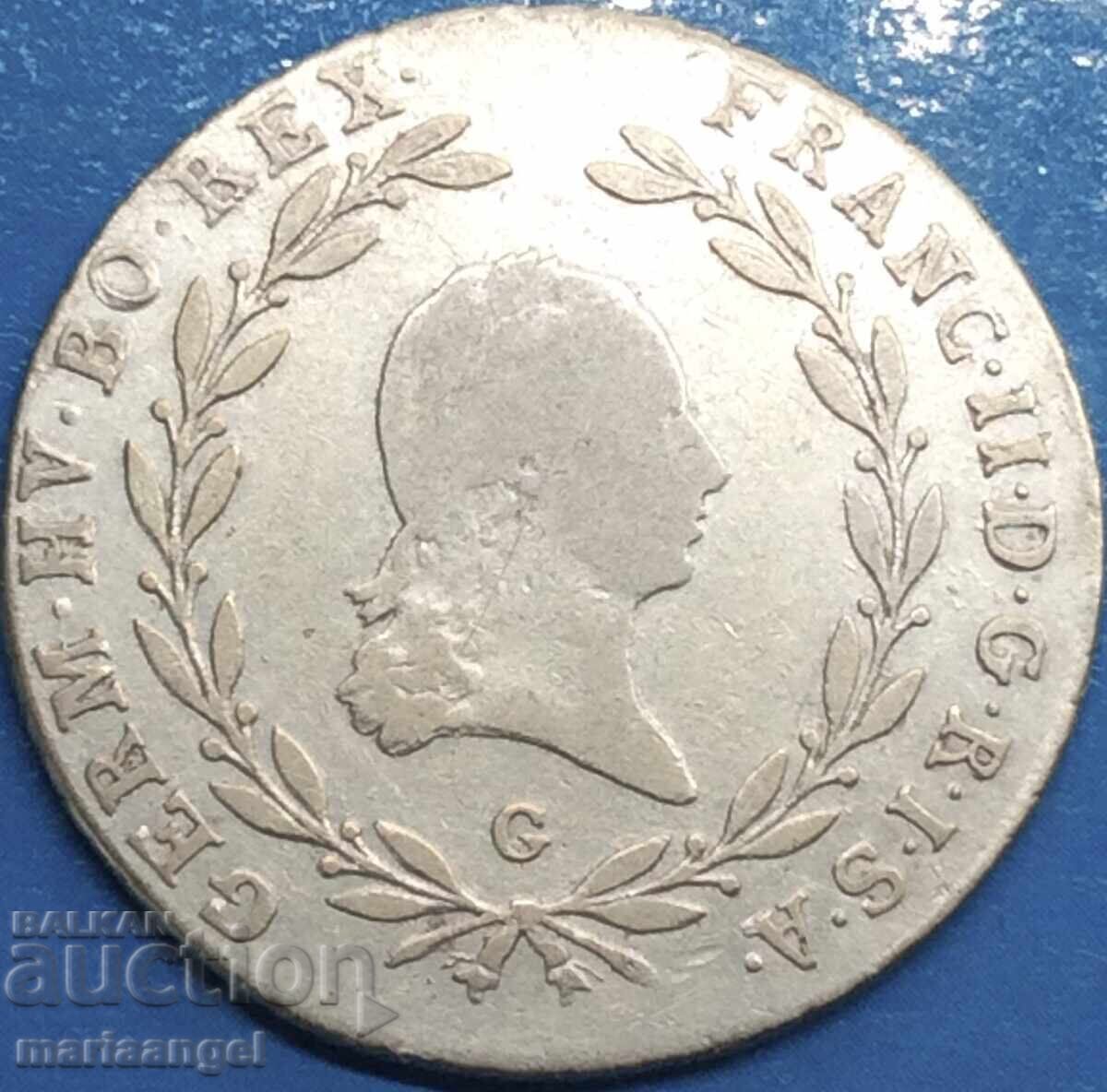 Austria 20 Kreuzer 1804 G - Bala Mare Tilt Franz II R